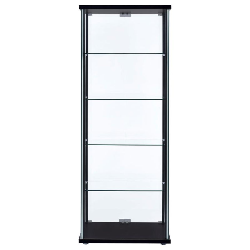 Delphinium - 5-Shelf Glass Curio Cabinet - Black And Clear