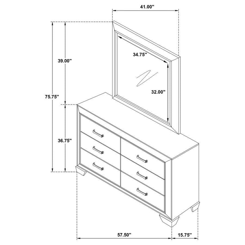 Kauffman - 6-Drawer Dresser With Mirror