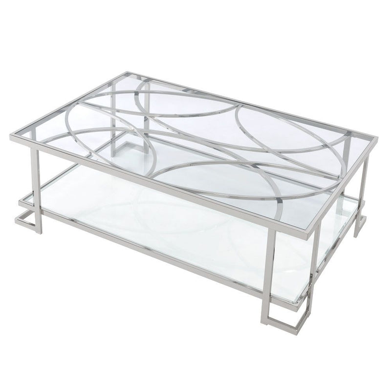 Kalan - Coffee Table - Glass & Silver