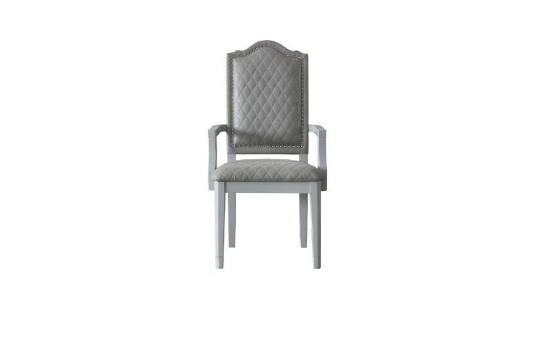 House - Marchese Chair (Set of 2) - Two Tone Gray Fabric & Pearl Gray Finish