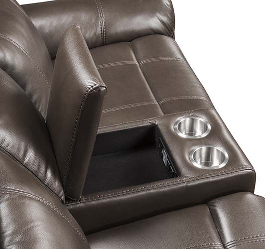 Lydia - Loveseat - Brown Leather Aire