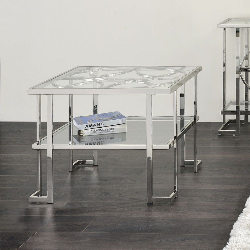 Kalan - End Table - Glass & Silver