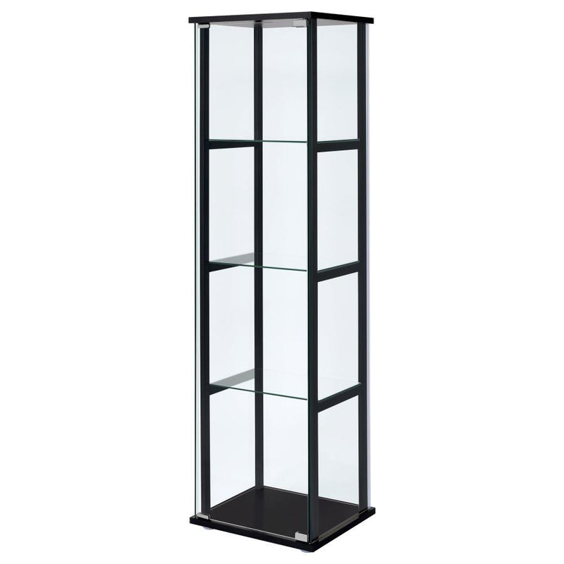 Cyclamen - 4-Shelf Glass Curio Cabinet - Black And Clear