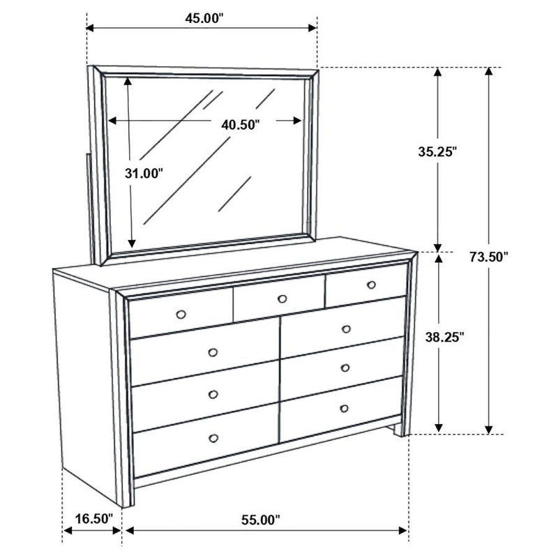 Serenity - Rectangular 9-drawer Dresser With Mirror