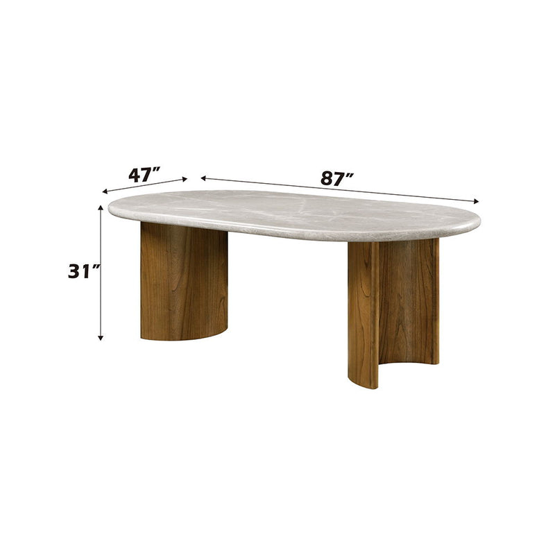 Darcy - Dining Table - Natural Marble Top & Dark Walnut Finish