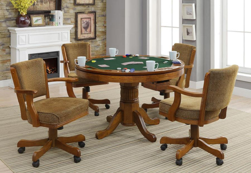 Mitchell - 5 Piece Game Table Set - Amber And Brown