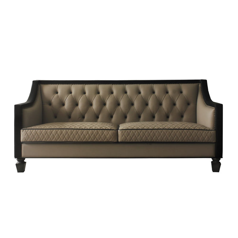 House - Beatrice Sofa - Tan PU, Black PU & Charcoal Finish