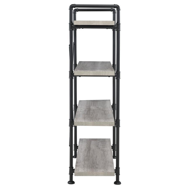 Delray - 4-Tier Open Shelving Bookcase - Gray Driftwood And Black