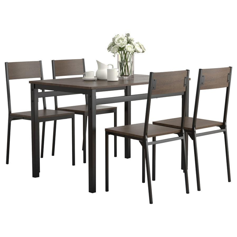 Lana - 5 Piece Dining Set - Ark Brown And Matte Black