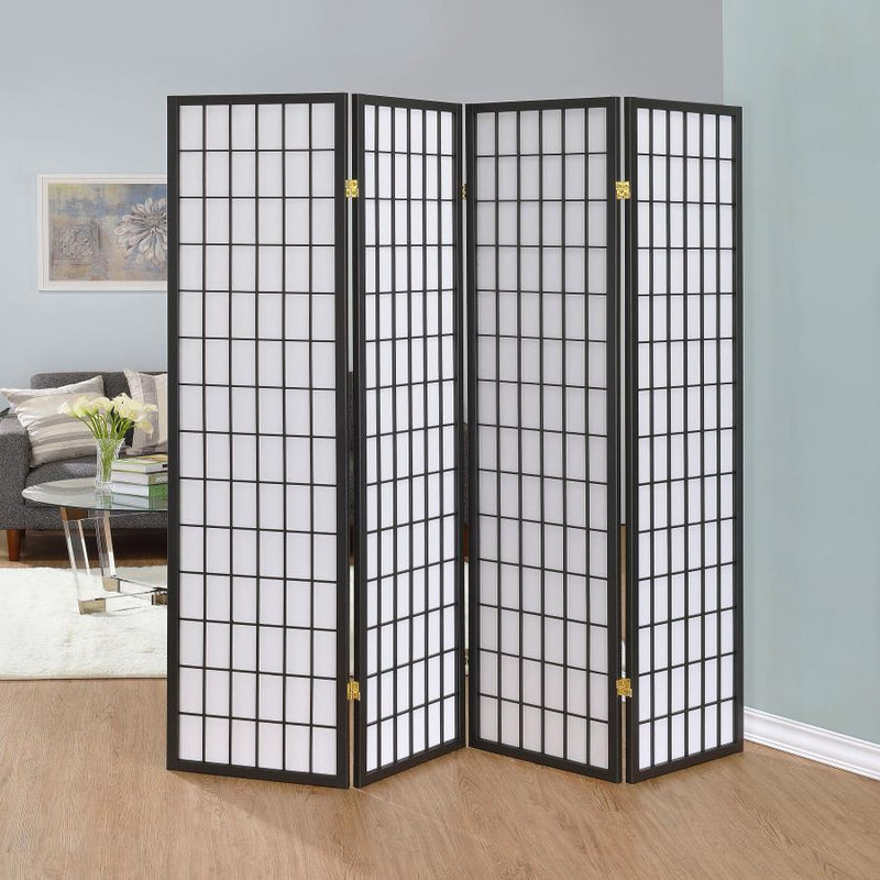 Roberto - 4-panel Linear Grid Design Folding Screen