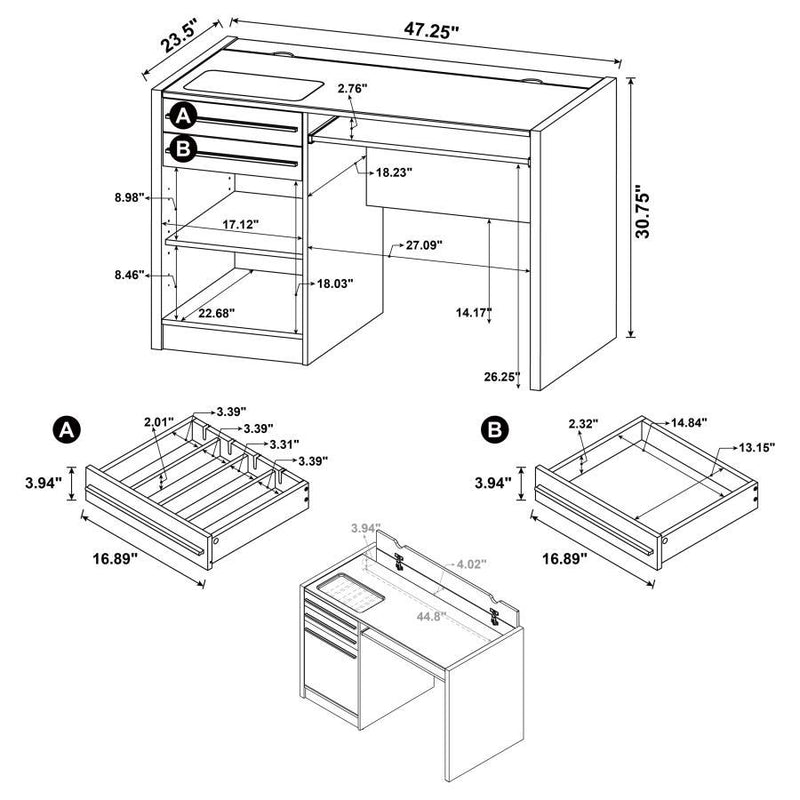 Halston - 3-Drawer Connect-it Office Desk