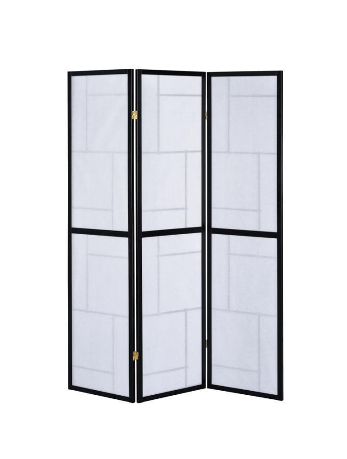 Damis - 3-Panel Folding Floor Screen - Black And White