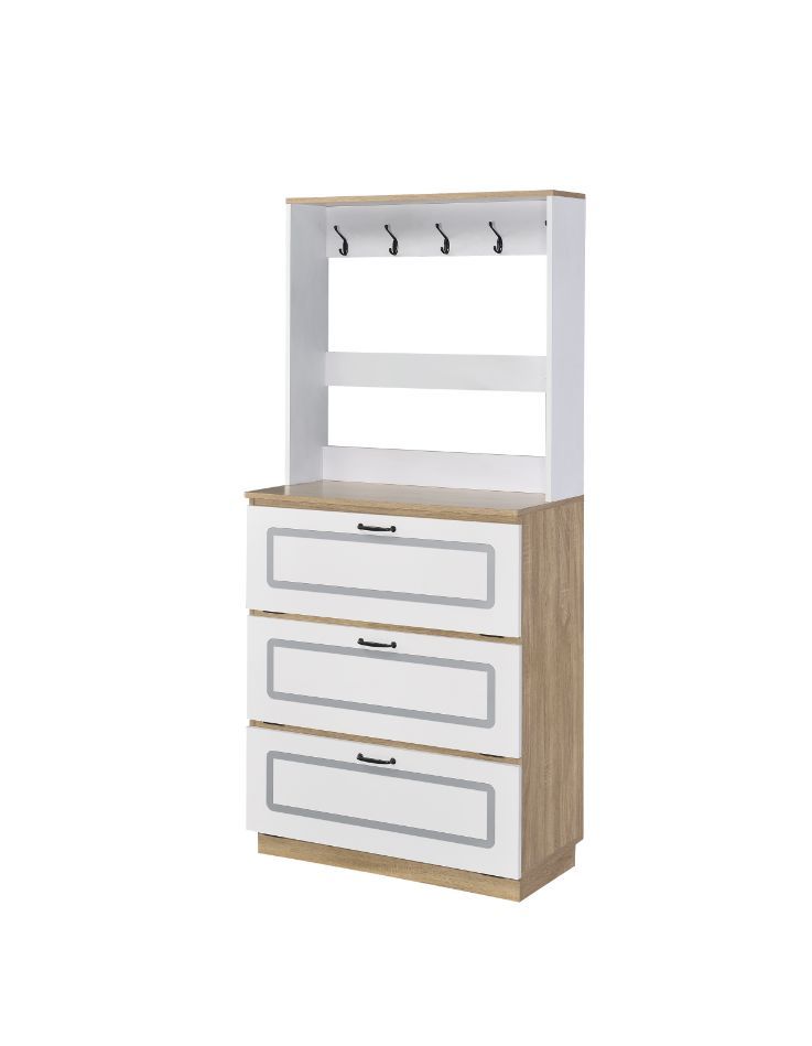 Hewett - Shoe Cabinet - Light Oak & White Finish