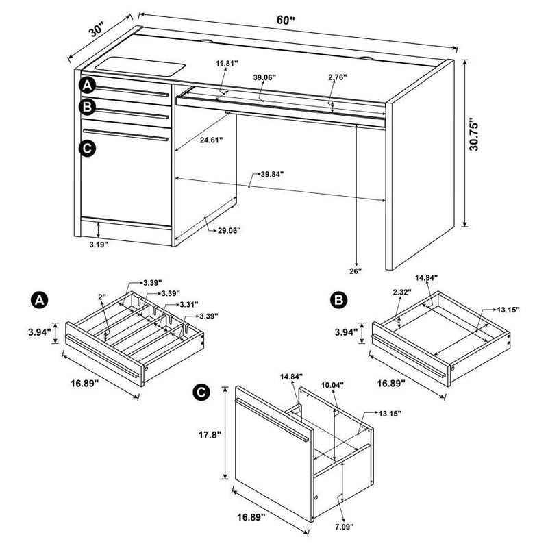 Halston - 3-Drawer Connect-it Office Desk