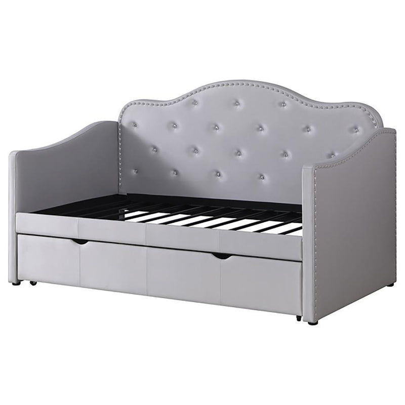 Elmore - Upholstered Twin Daybed With Trundle - Pearlescent Gray