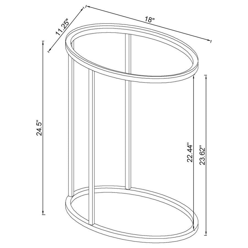 Kyle - Oval Glass Top C-Shaped Sofa Side Table - Chrome And Clear