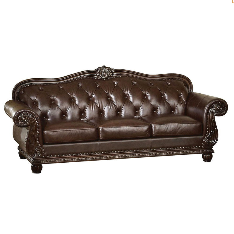 Anondale - Sofa - Espresso Top Grain Leather Match