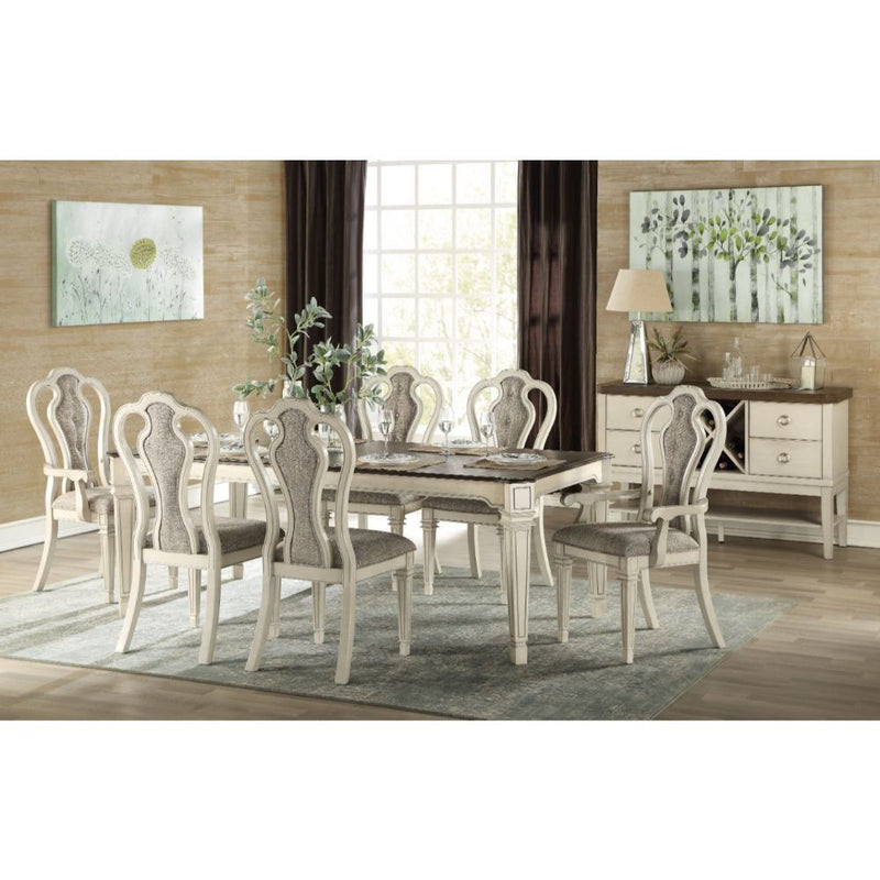 Kayley - Dining Table - Antique White & Dark Oak