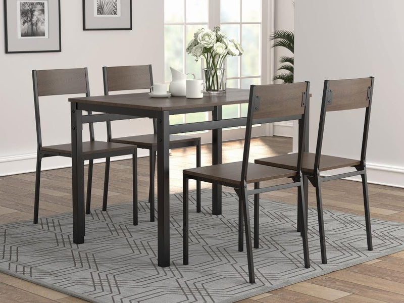 Lana - 5 Piece Dining Set - Ark Brown And Matte Black