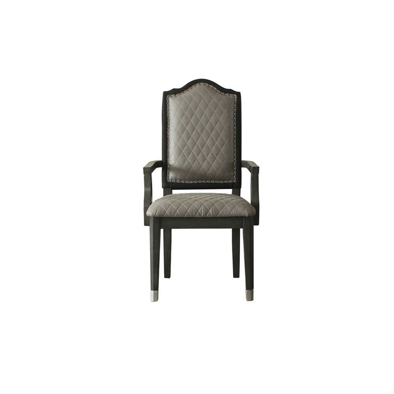 House - Beatrice Chair (Set of 2) - Two Tone Gray Fabric & Charcoal Finish