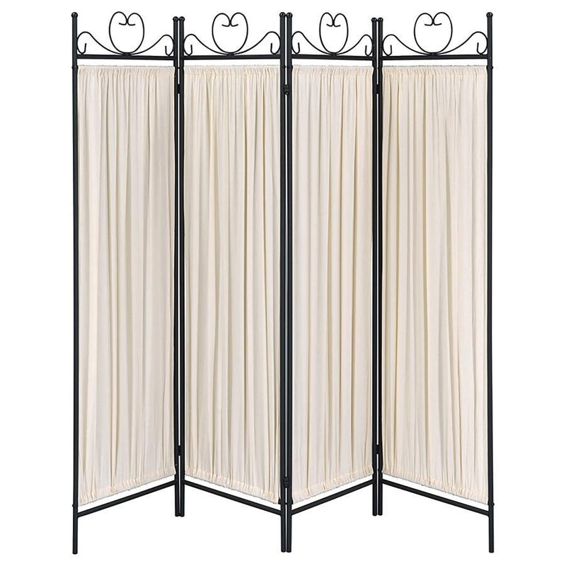 Dove - 4-Panel Folding Screen - Beige And Black