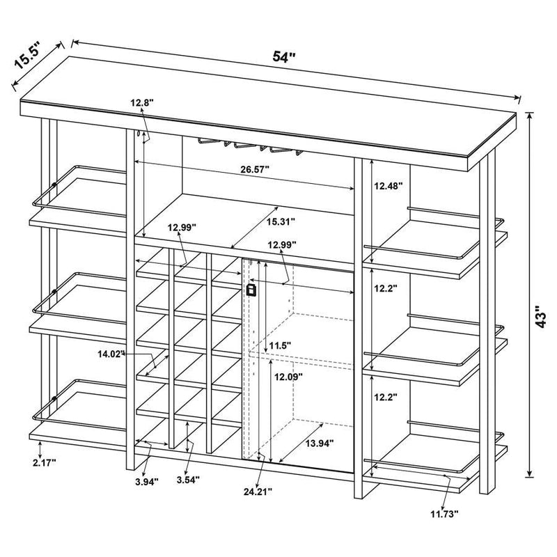 Evelio - Bar Unit With Wine Bottle Storage - Walnut