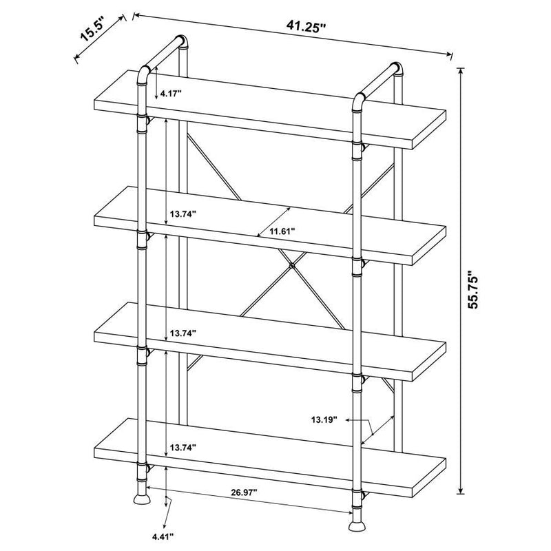 Delray - 4-Tier Open Shelving Bookcase - Gray Driftwood And Black