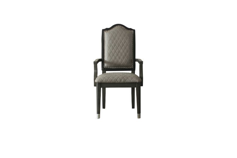 House - Beatrice Chair (Set of 2) - Two Tone Gray Fabric & Charcoal Finish