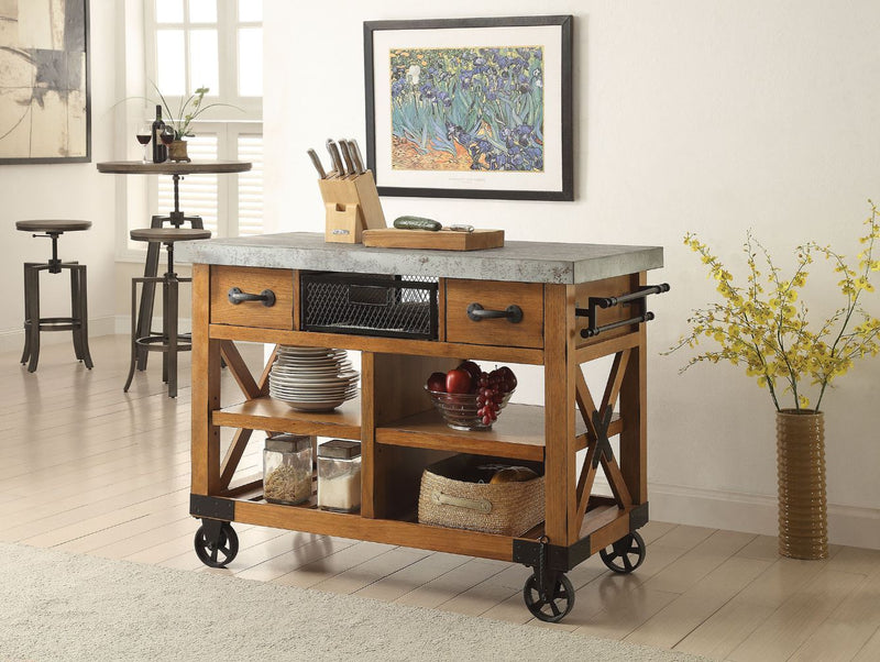 Kailey - Kitchen Cart - Antique Oak