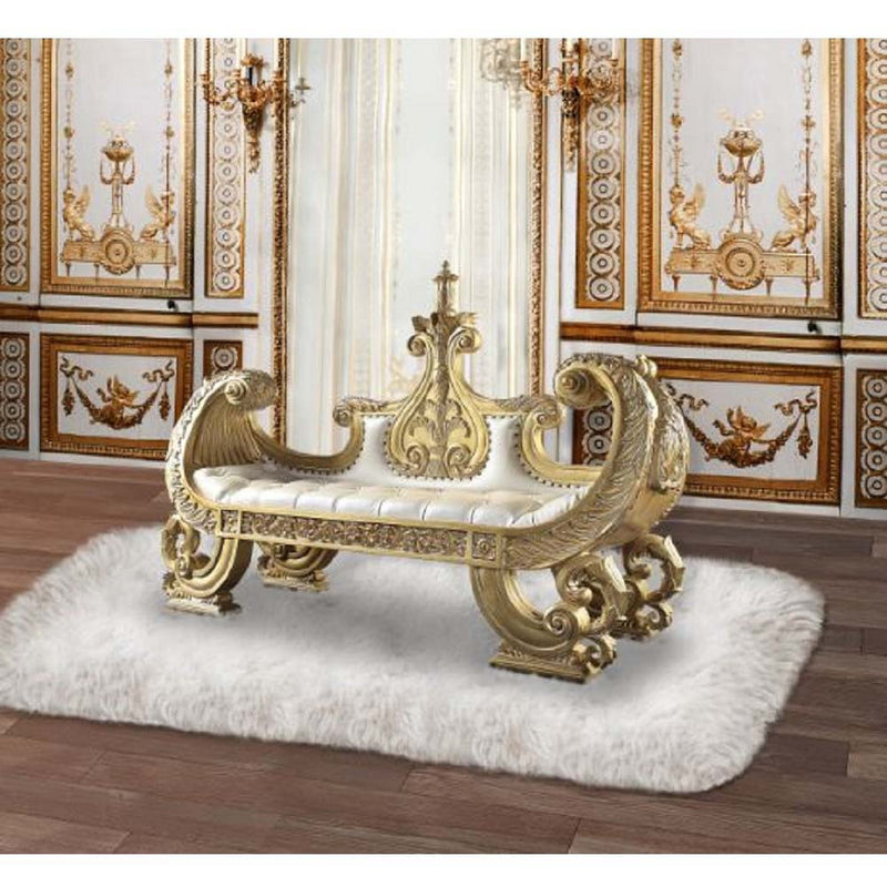 Bernadette - Bench - White PU & Gold Finish