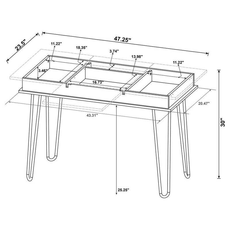 Sheeran - Writing Desk With 4 Hidden Storages - Rustic Amber