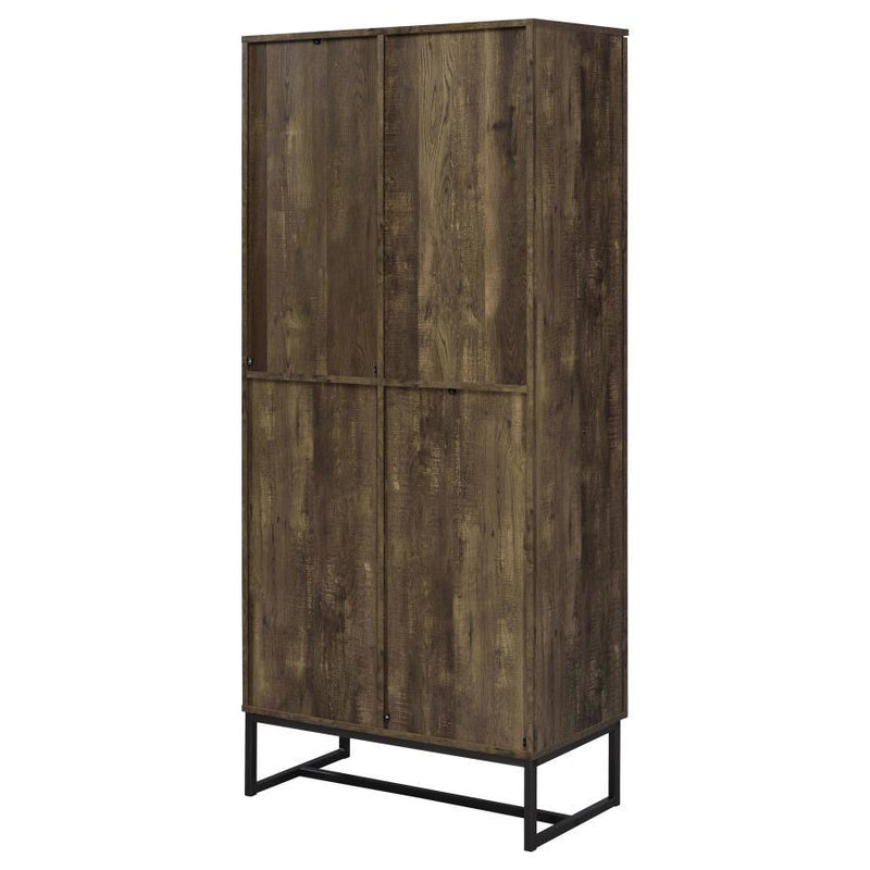 Carolyn - 2-Door Accent Cabinet - Rustic Oak And Gunmetal - Wood