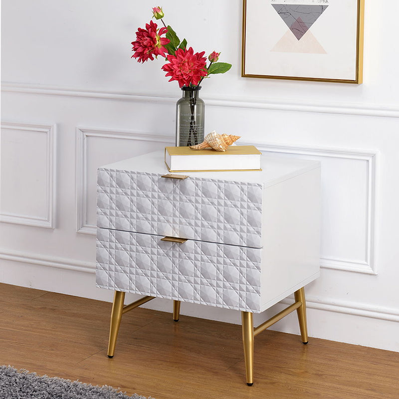 Maisey II - Nightstand - White & Gold