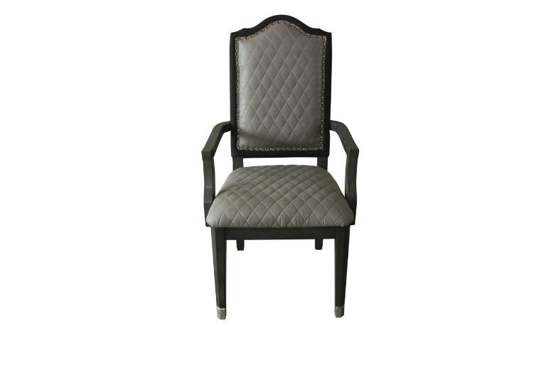 House - Beatrice Chair (Set of 2) - Two Tone Gray Fabric & Charcoal Finish