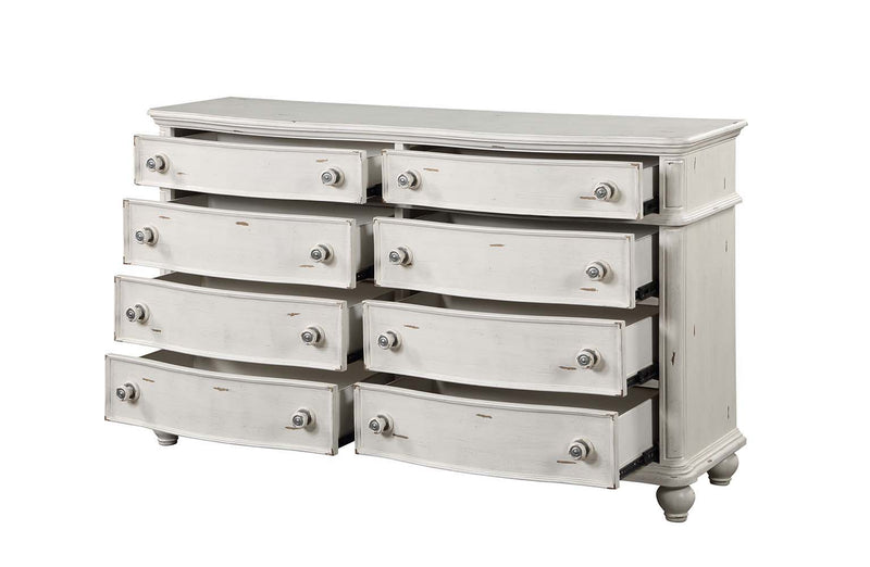 Jaqueline - Dresser - Light Gray Linen & Antique White Finish