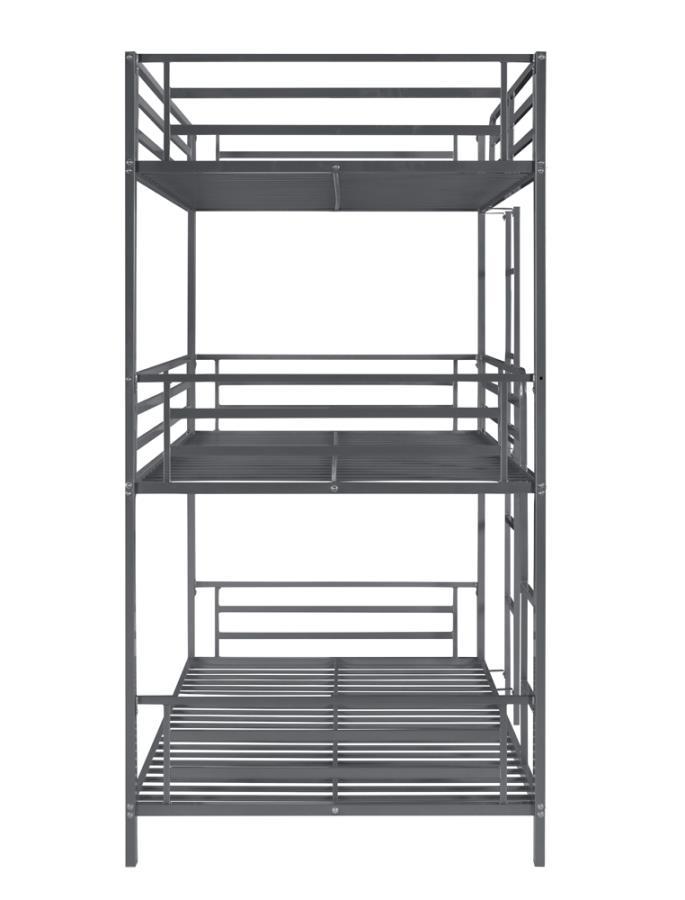 Maynard - Metal Triple Twin Bunk Bed - Gunmetal