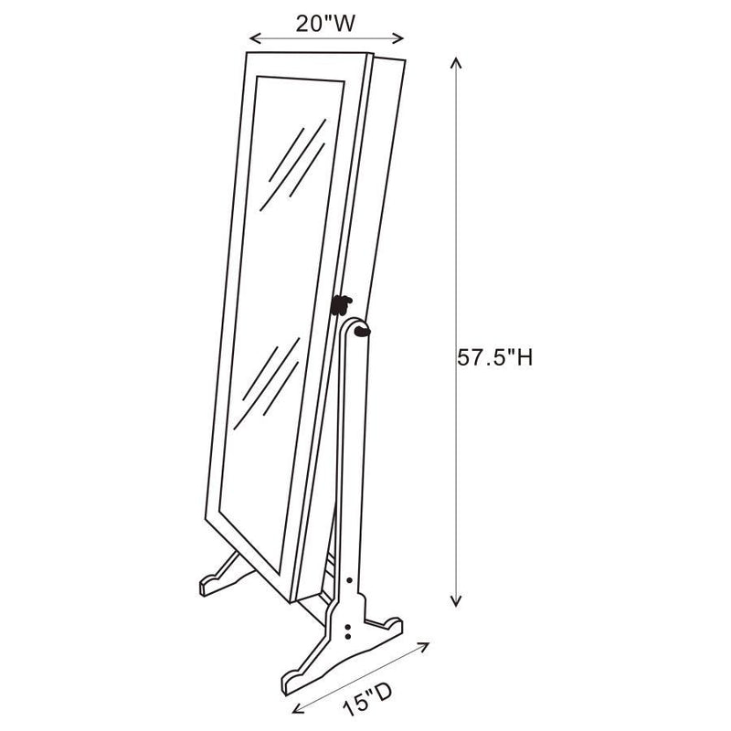 Zayas - Storage Jewelry Cheval Mirror - White