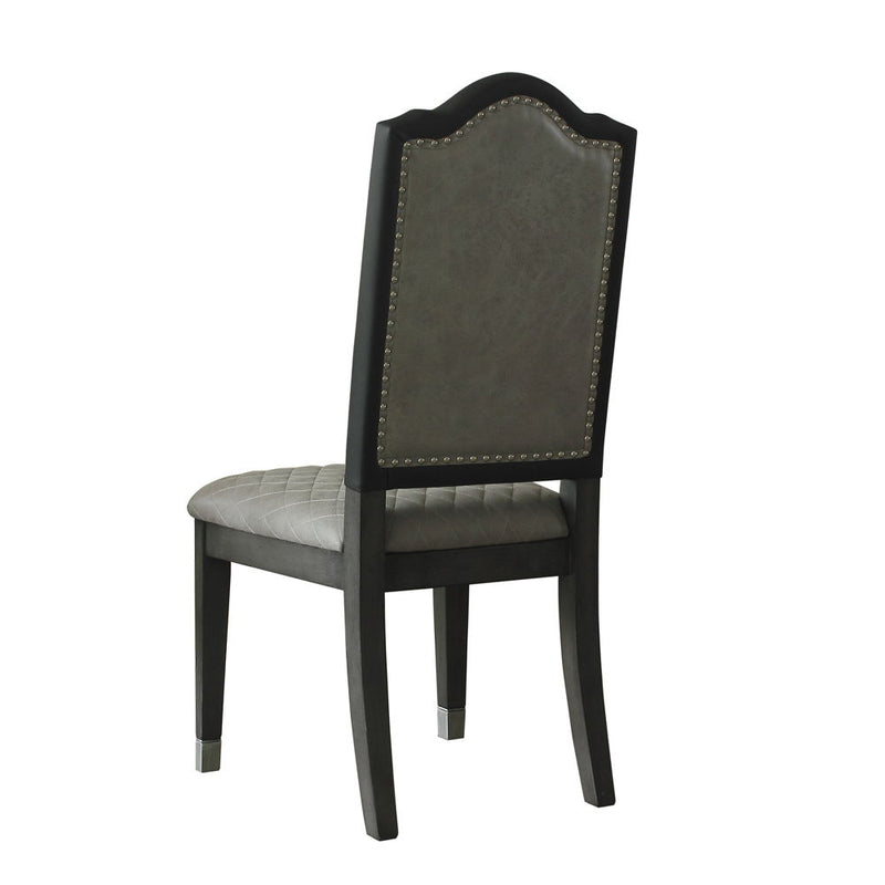 House - Beatrice Side Chair (Set of 2) - Two Tone Gray Fabric & Charcoal Finish