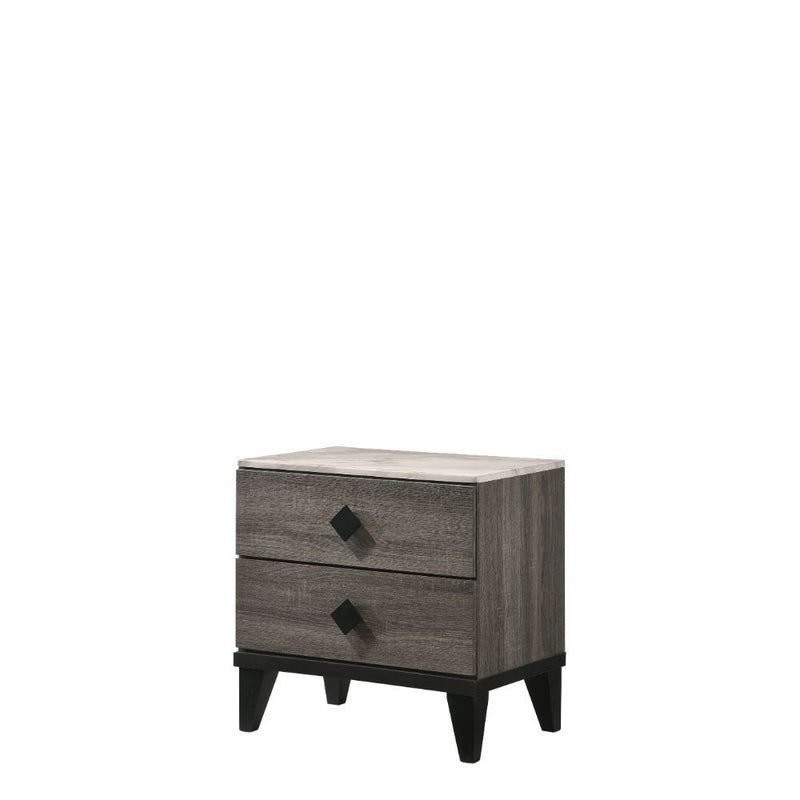 Avantika - Nightstand - Faux Marble & Rustic Gray Oak