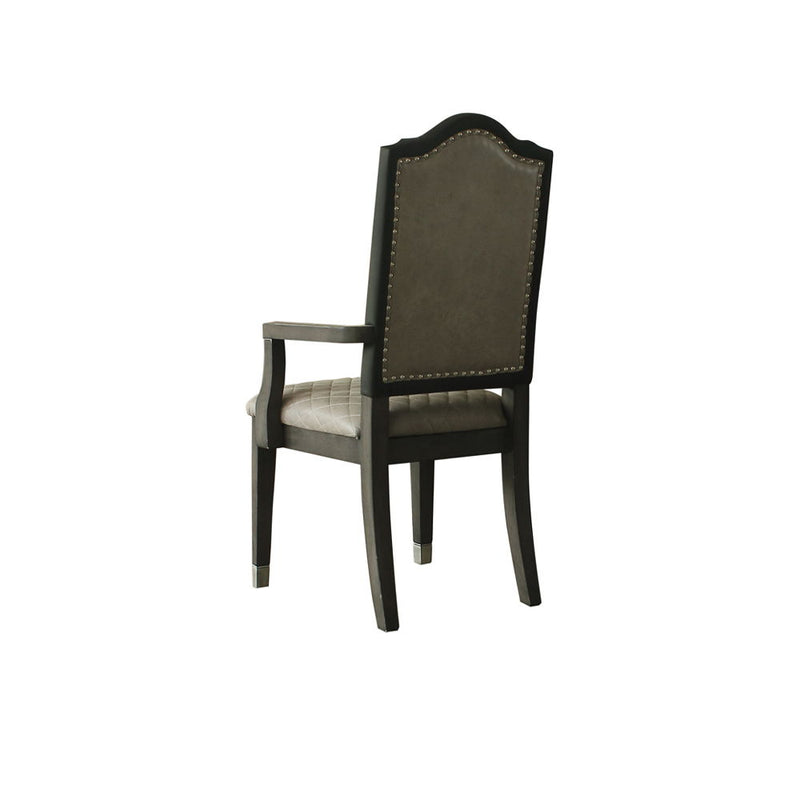 House - Beatrice Chair (Set of 2) - Two Tone Gray Fabric & Charcoal Finish