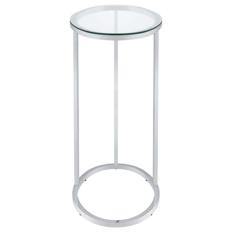 Kyle - Oval Glass Top C-Shaped Sofa Side Table - Chrome And Clear