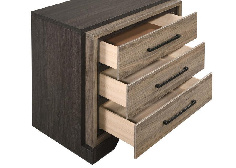 Baker - 3-Drawer Nightstand - Brown And Light Taupe