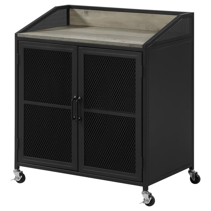 Arlette - Wine Cabinet With Wire Mesh Doors - Gray Wash And Sandy Black