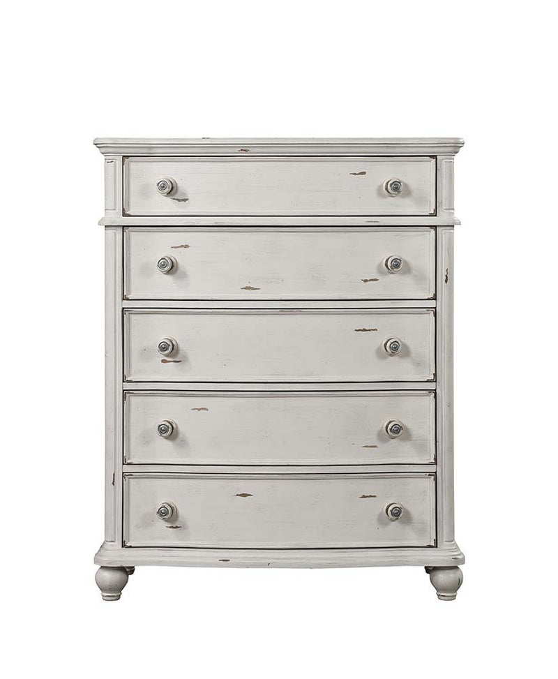 Jaqueline - Chest - Light Gray Linen & Antique White Finish