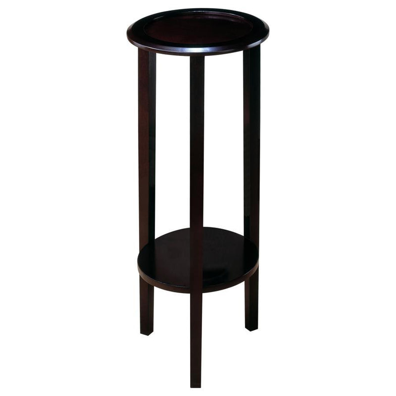 Kirk - Round Accent Table With Bottom Shelf - Espresso