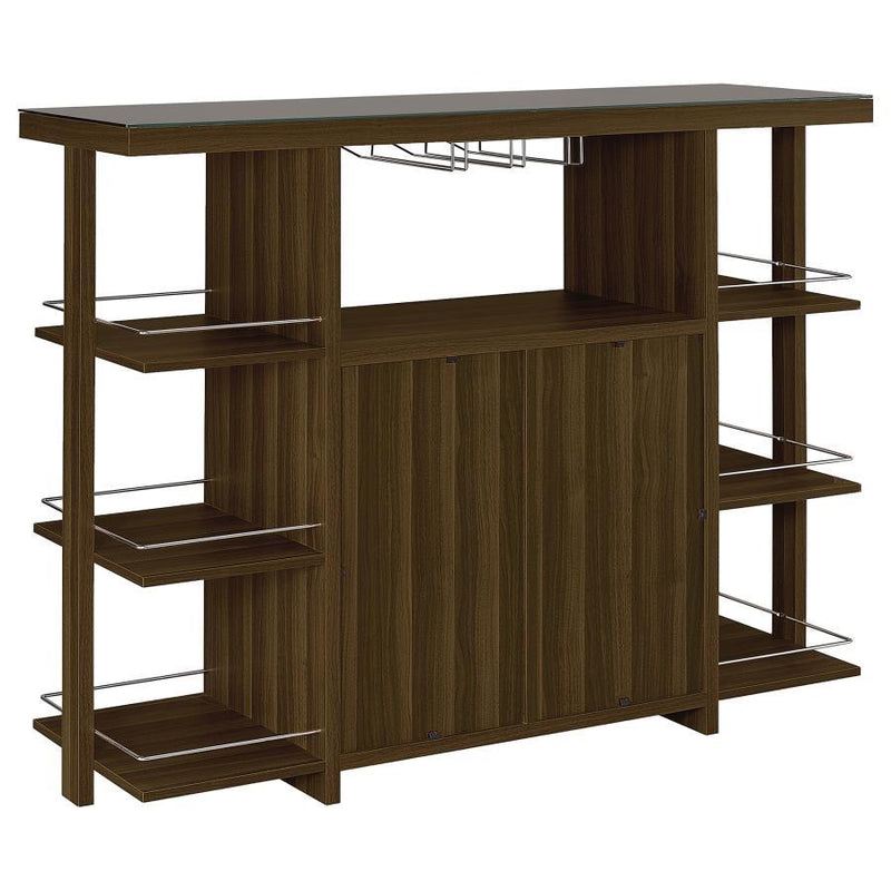 Evelio - Bar Unit With Wine Bottle Storage - Walnut