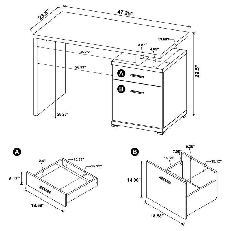 Irving - 2-drawer Office Desk with Cabinet