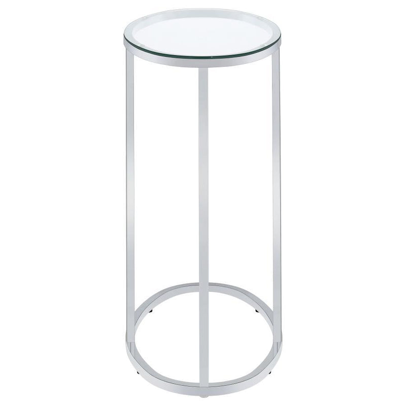 Kyle - Oval Glass Top C-Shaped Sofa Side Table - Chrome And Clear