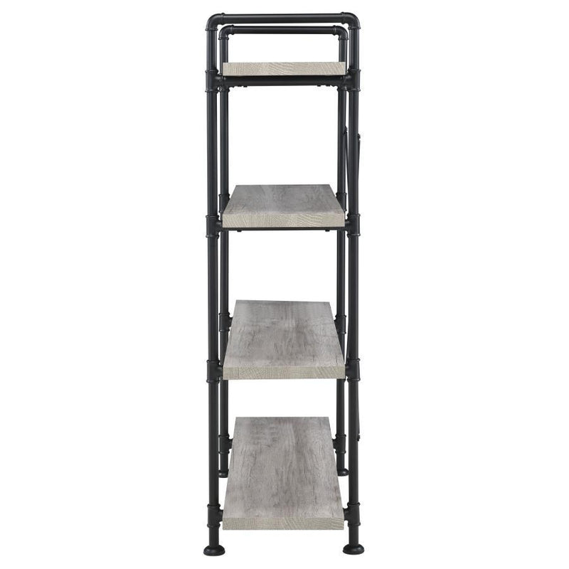 Delray - 4-Tier Open Shelving Bookcase - Gray Driftwood And Black