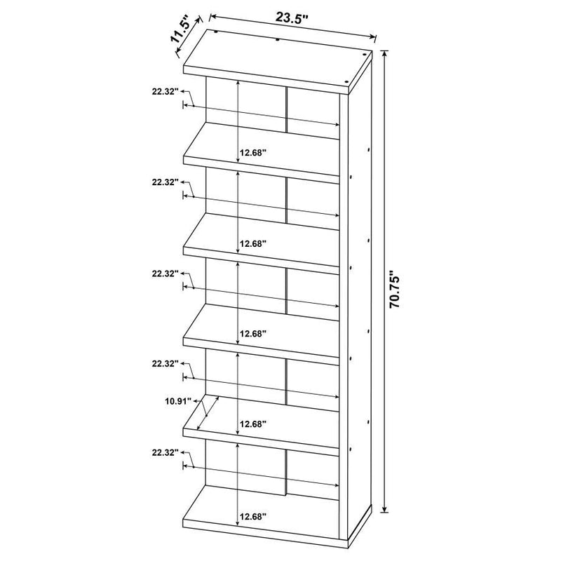 Harrison - 5-Tier Bookcase - Weathered Gray